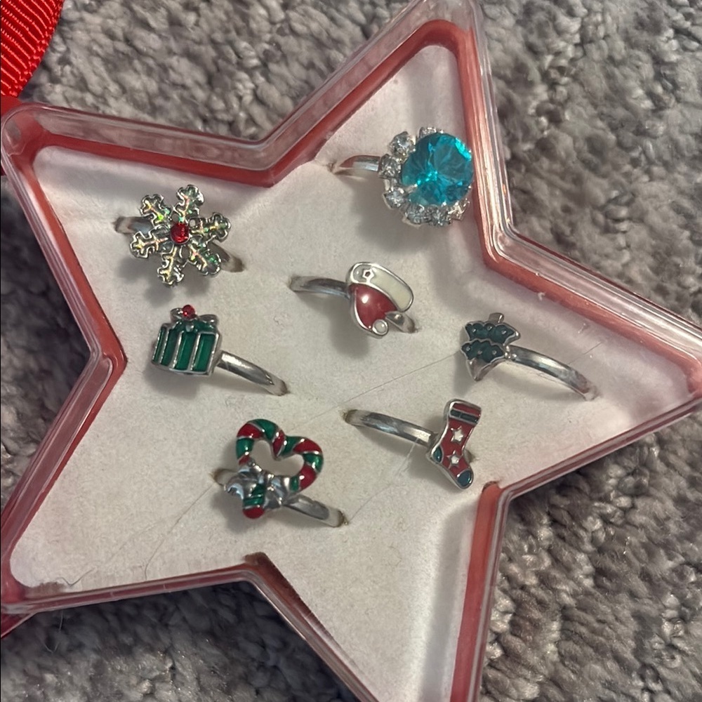 Festive Silver Holiday Rings Set Kids